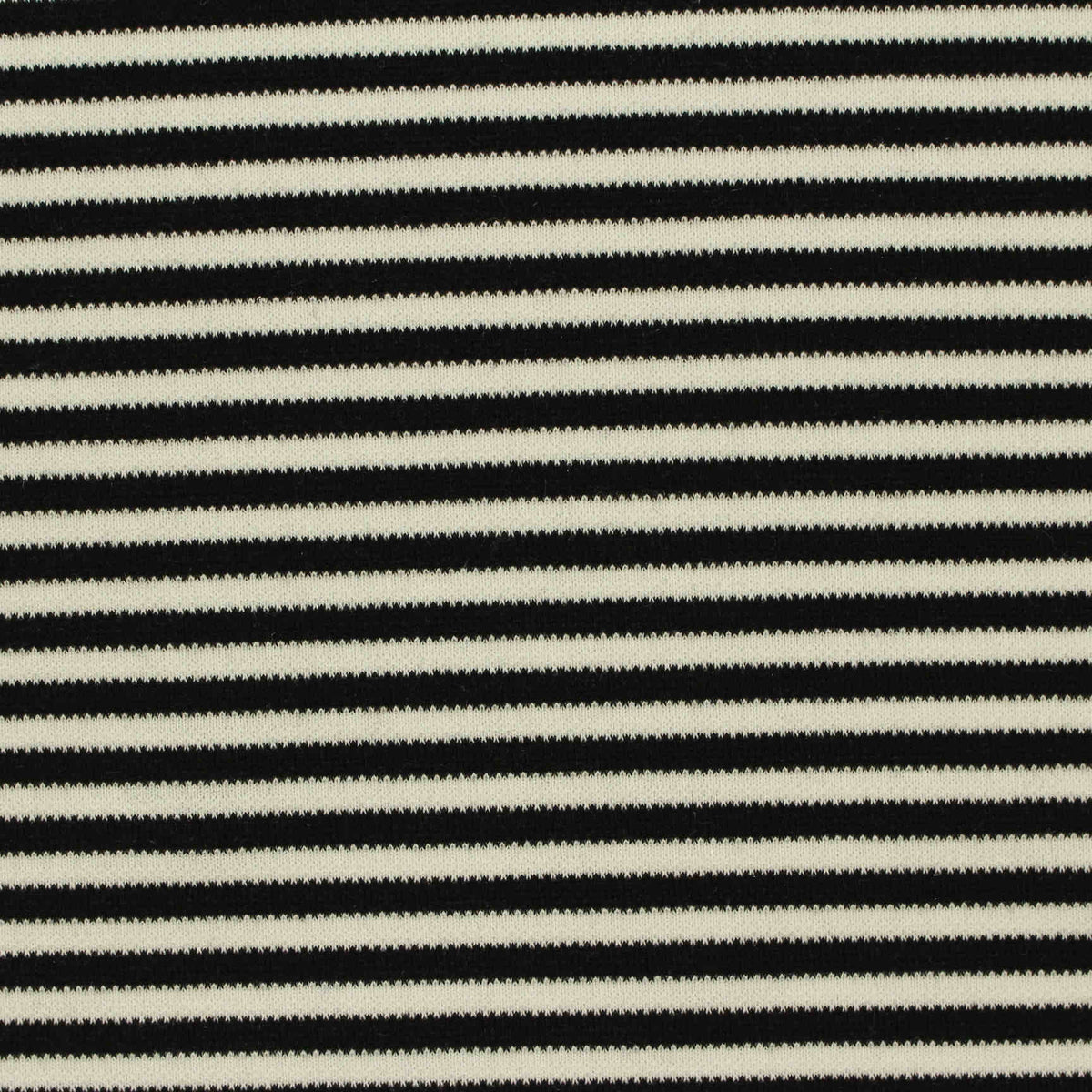 Black Horizontal-Stripe Jersey Knit, Poly-Viscose, 190 gsm, 165 cm
