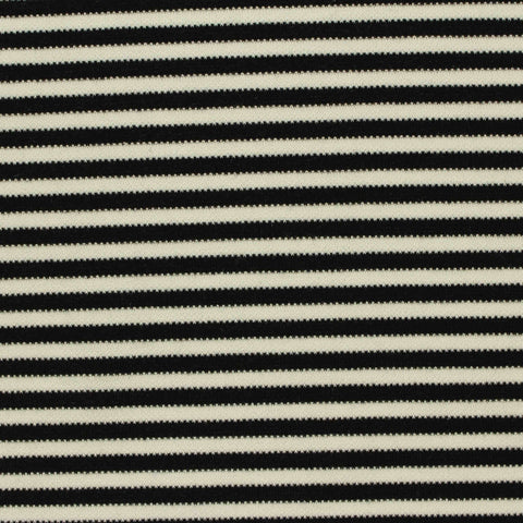 Black Horizontal-Stripe Jersey Knit, Poly-Viscose, 190 gsm, 165 cm