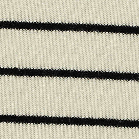 Black Horizontal-Stripe Jersey Knit, Poly-Viscose, 225 gsm