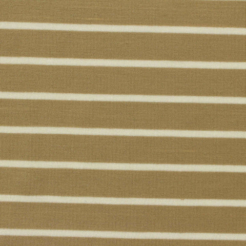 Tan Horizontal-Stripe Jersey Knit, Poly-Viscose, 185 gsm