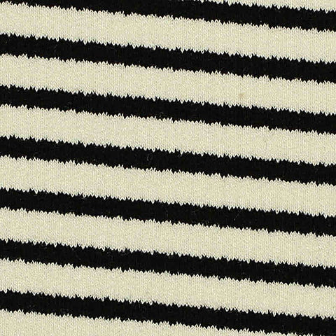 Black Horizontal-Stripe Chunky Knit, Cotton-Poly, 305 gsm