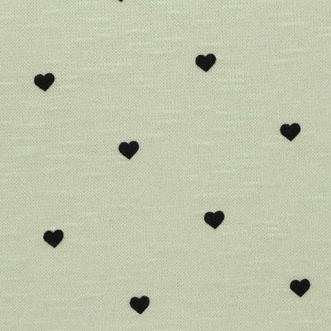 Black Hearts Knit, Poly-Viscose, 180 gsm