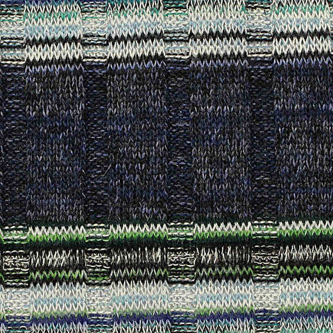 Dark Blue Horizontal-Stripe Rib Knit, Poly-Viscose, 190 gsm