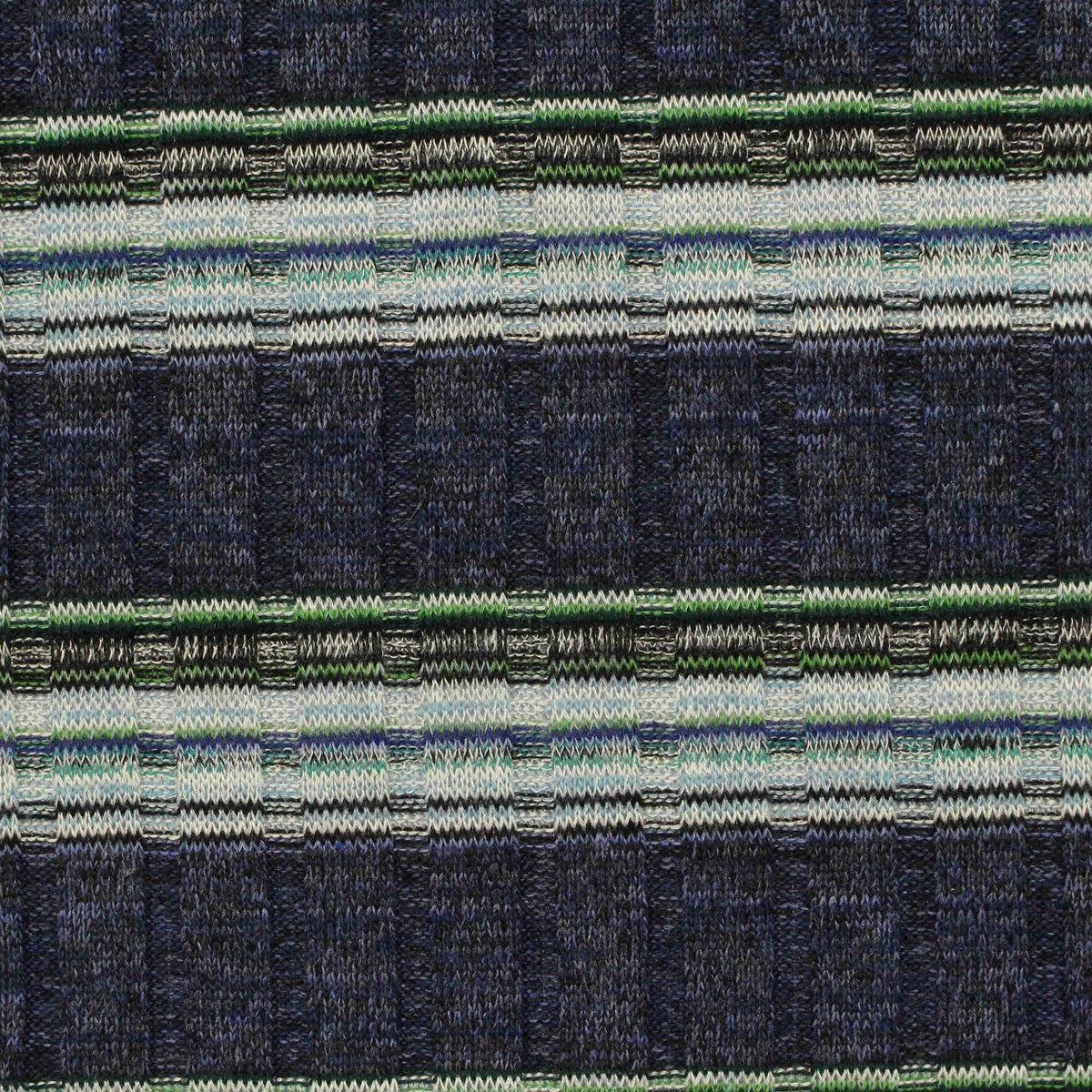 Dark Blue Horizontal-Stripe Rib Knit, Poly-Viscose, 190 gsm