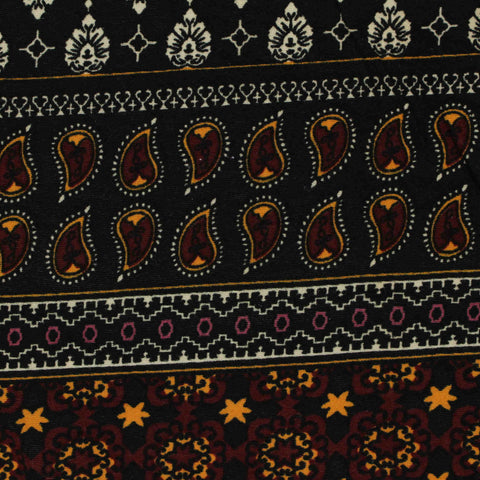 Black Paisley Milk Silk Knit, Polyester