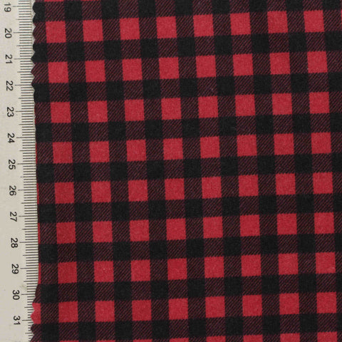 Red Check Milk Silk Knit, Polyester, 160 gsm