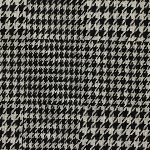 Black Houndstooth Jacquard, Poly-Viscose, 225 gsm
