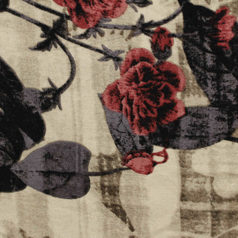 Red Flowers Knit, Viscose, 190 gsm
