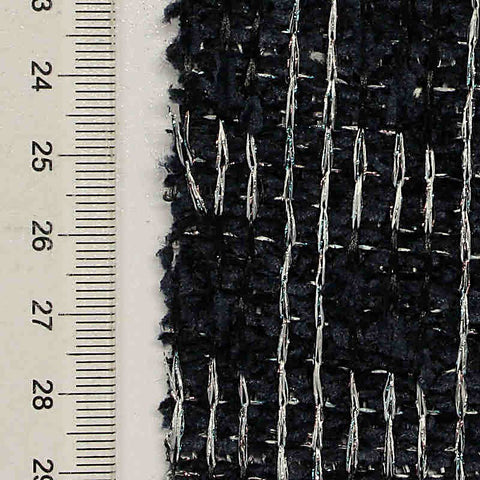 Silver Geometric-Line Interlock Knit, Poly-Metallic