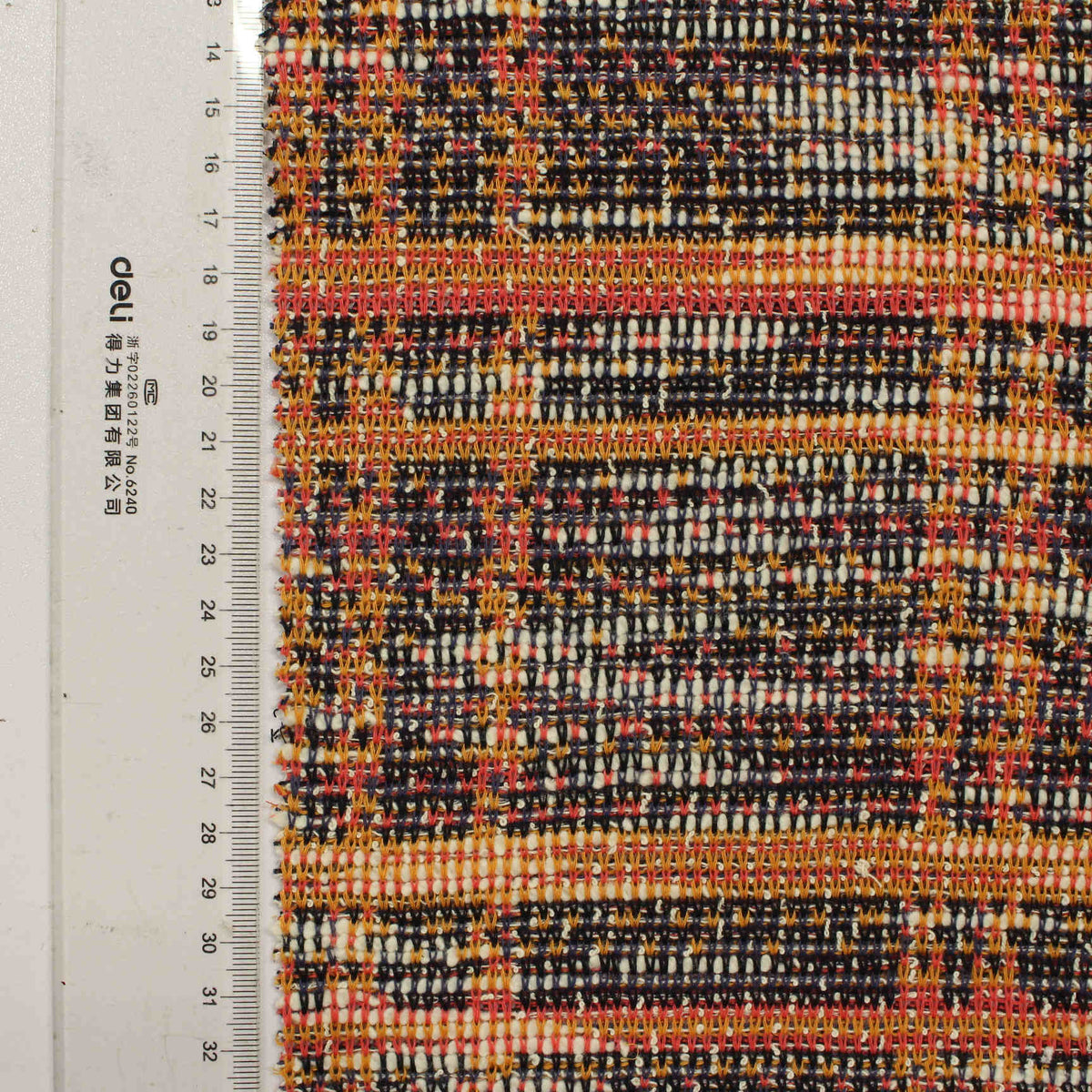 Black Irregular-Plaid Interlock Knit, Poly-Cotton, 319 gsm