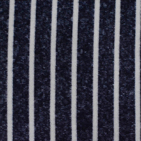 White Vertical-Stripe Chunky Knit, Polyester, 295 gsm