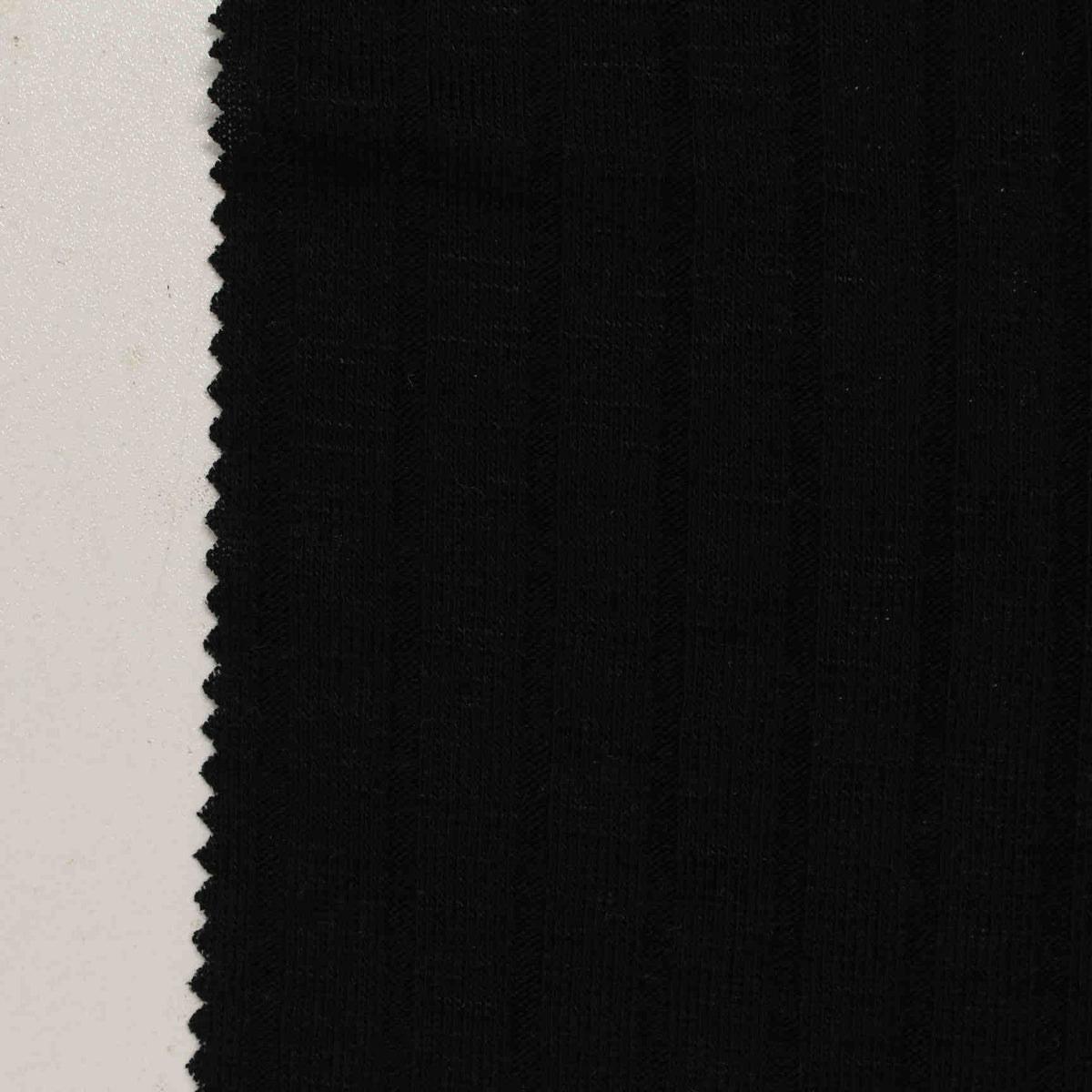 Viscose Polyester Stretch Rib Knit Fabric, 215 gsm, 160 cm — Black