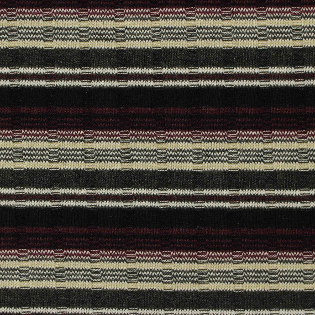 Dark Grey Horizontal-Stripe Rib Knit, Polyester, 205 gsm