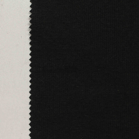 Cotton Polyester Stretch Rib Knit Fabric, 241 gsm, 150 cm — Black