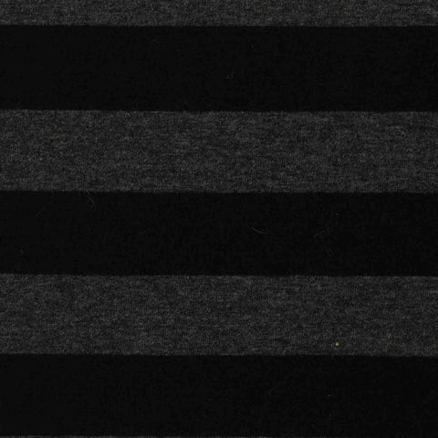 Black Horizontal-Stripe Jersey Knit, Cotton, 198 gsm