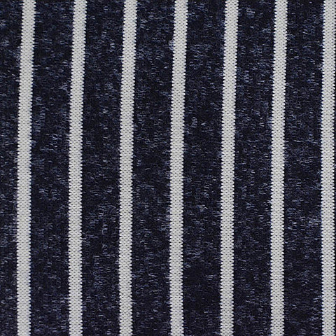 White Vertical-Stripe Chunky Knit, Polyester, 295 gsm