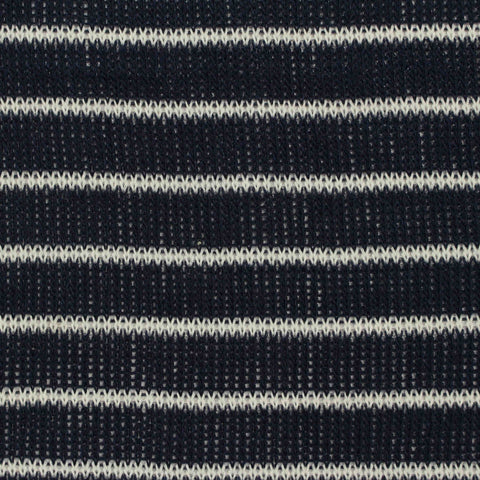 White Horizontal-Stripe Chunky Knit, Poly-Viscose, 144 gsm