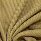 Polyester Viscose Stretch Rib Knit Fabric, 168 gsm, 160 cm — Khaki — texture