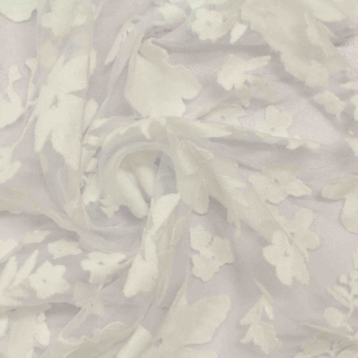 White Tone-on-Tone Floral Jacquard, Viscose, 100 gsm