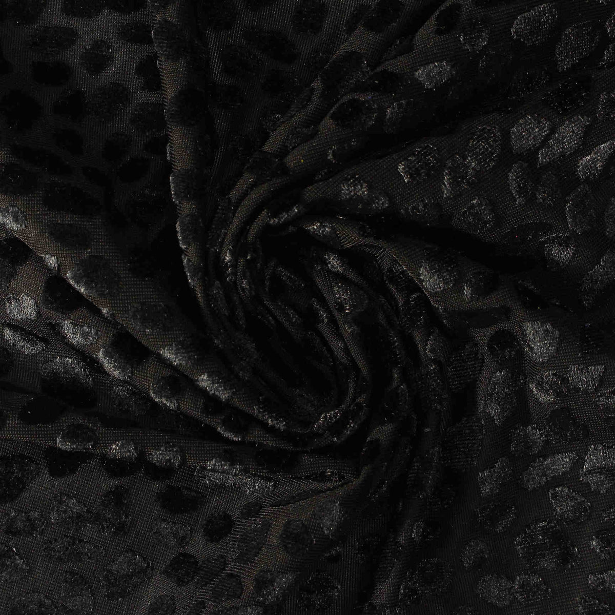 Black Tone-on-Tone Animal Print Mesh, Polyester
