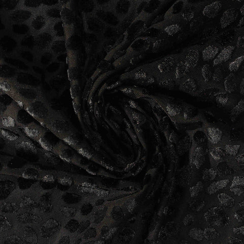 Black Tone-on-Tone Animal Print Mesh, Polyester