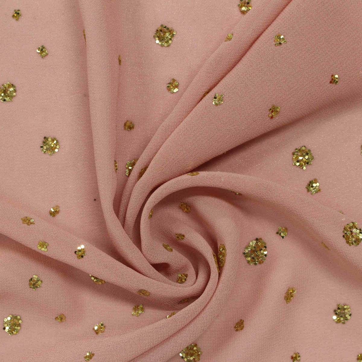 Gold Glitter-Dot Chiffon, Polyester