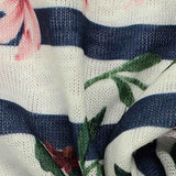 Navy Horizontal-Stripe Chunky Knit, Polyester — texture