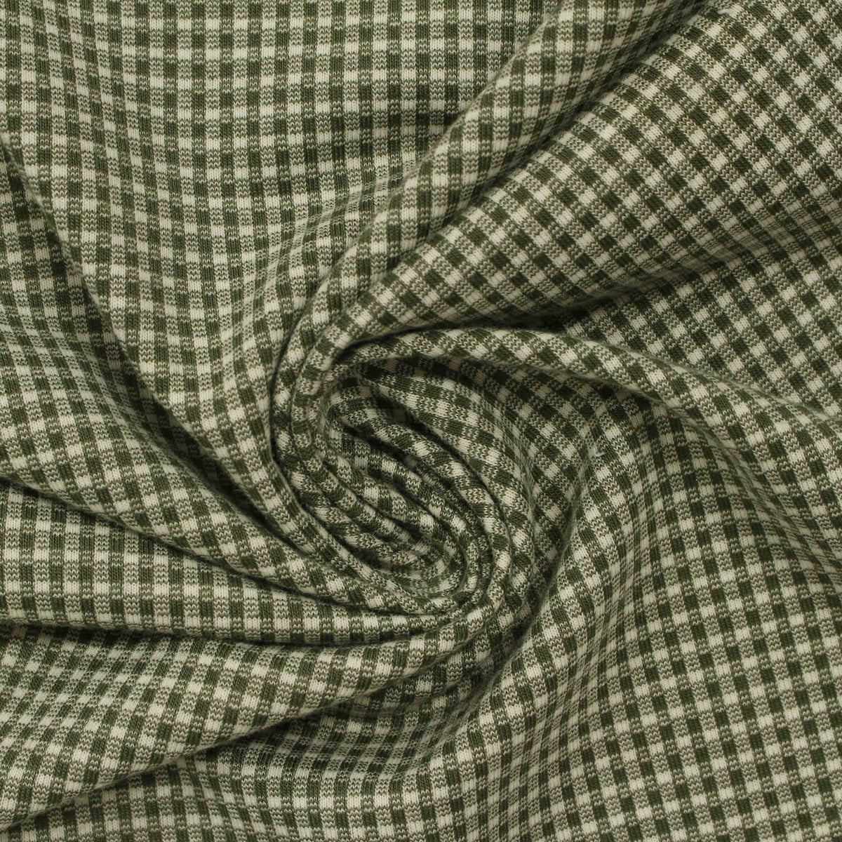 Green Check Jersey Knit, Poly-Cotton