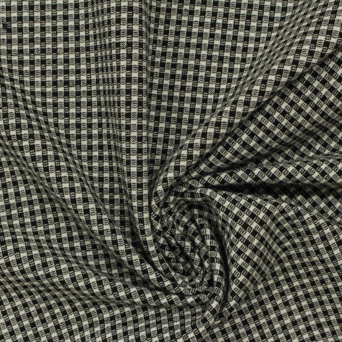 Black Check Jersey Knit, Poly-Cotton