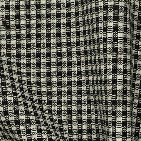 Black Check Jersey Knit, Poly-Cotton