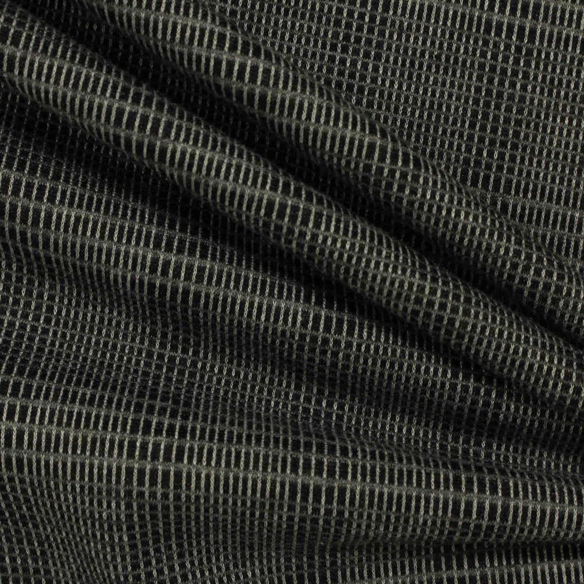 Plaid Polyester Viscose Stretch Knit Fabric, 330 gsm, 150 cm — Black