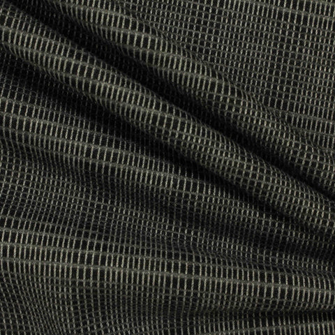 Plaid Polyester Viscose Stretch Knit Fabric, 330 gsm, 150 cm — Black
