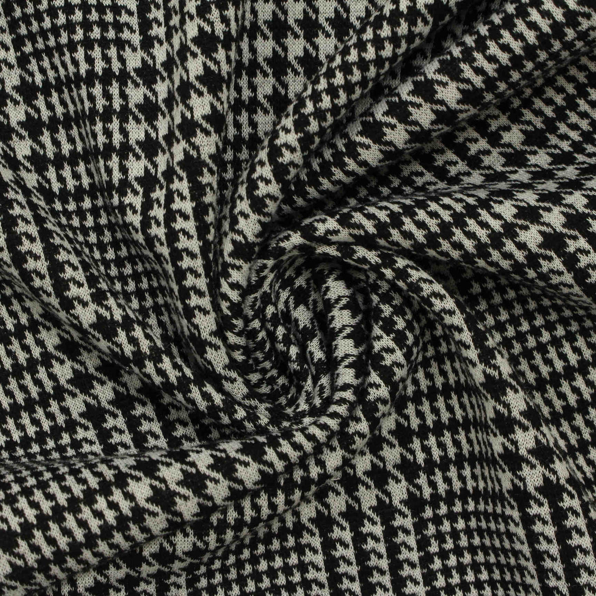 Black Houndstooth Jacquard, Poly-Viscose, 273 gsm