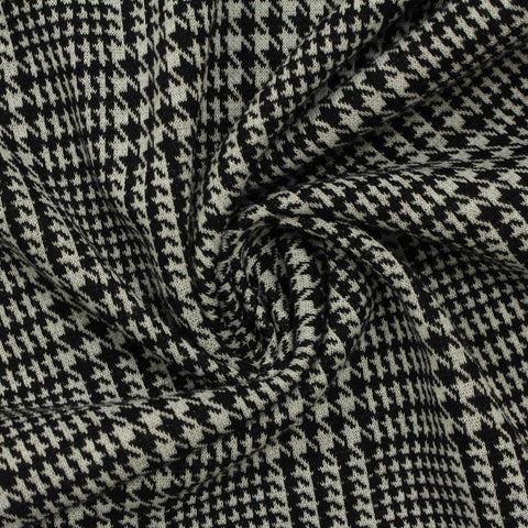 Black Houndstooth Jacquard, Poly-Viscose, 273 gsm