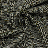 Black Plaid Interlock Knit, Poly-Viscose
