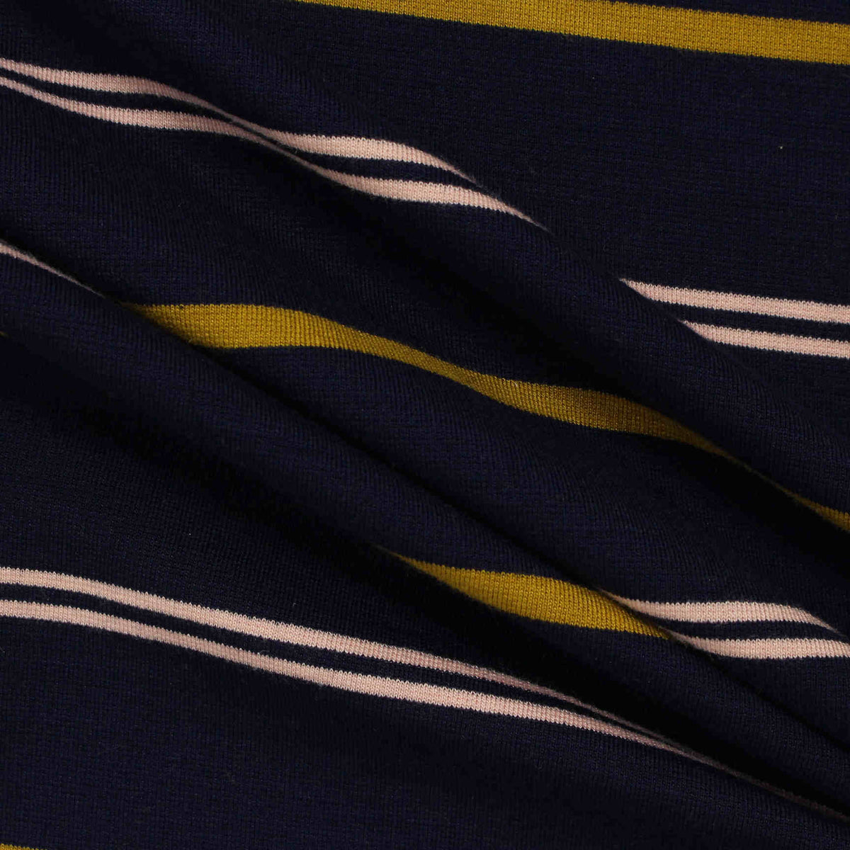Navy Stripes Ponte Knit, Viscose