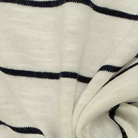 Black Horizontal-Stripe Jersey Knit, Cotton, 140 gsm