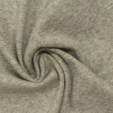 Light Grey Marl Rib Knit, Cotton, 190 gsm