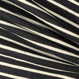 Black Horizontal-Stripe French Terry, Poly-Cotton