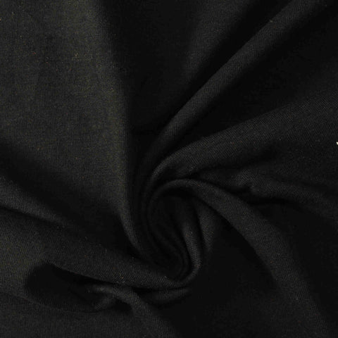 Cotton Stretch Jersey Knit Fabric, 155 gsm, 175 cm — Black