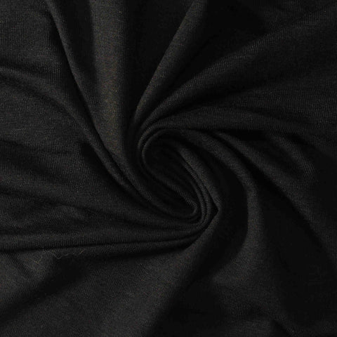 Viscose Stretch Jersey Knit Fabric, 178 gsm, 160 cm — Black