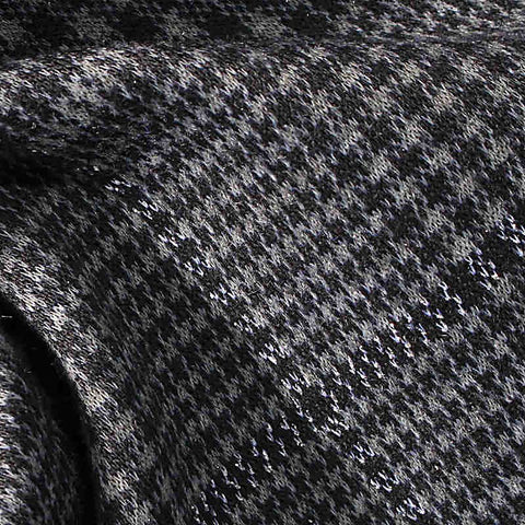 Black Houndstooth Jersey Knit, Polyester, 330 gsm