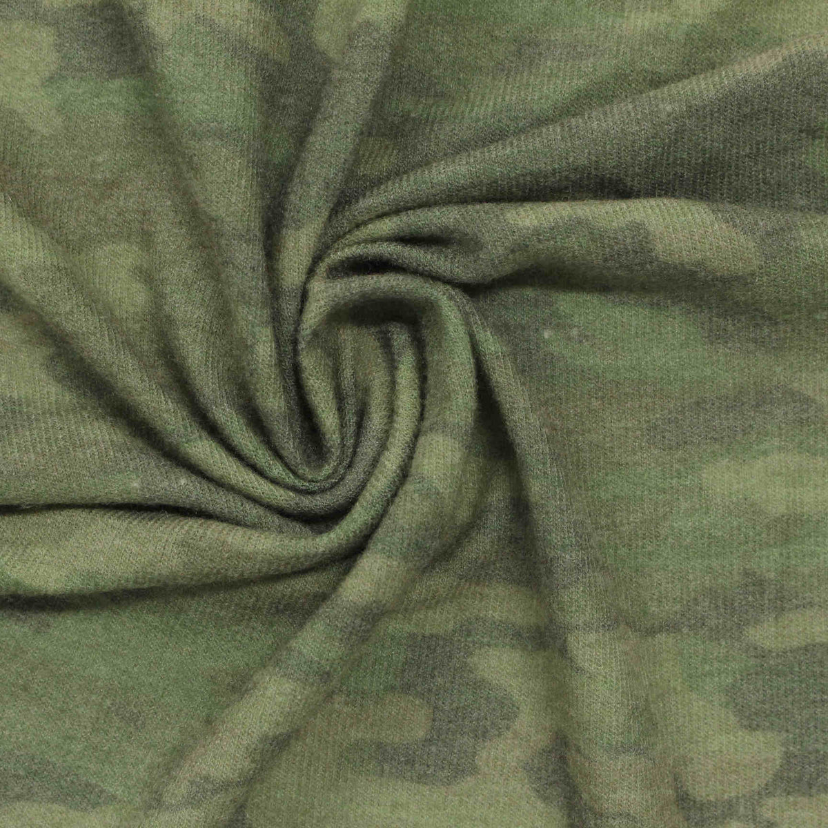 Green Camo Chunky Knit, Poly-Viscose, 133 gsm