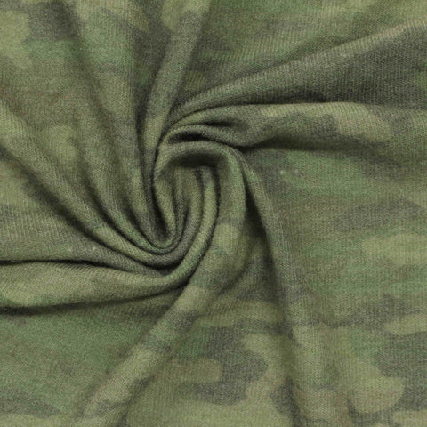 Green Camo Chunky Knit, Poly-Viscose, 133 gsm