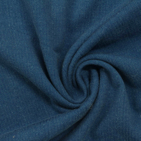 Cotton Polyester Stretch Velvet Fabric, 280 gsm, 157 cm — Blue