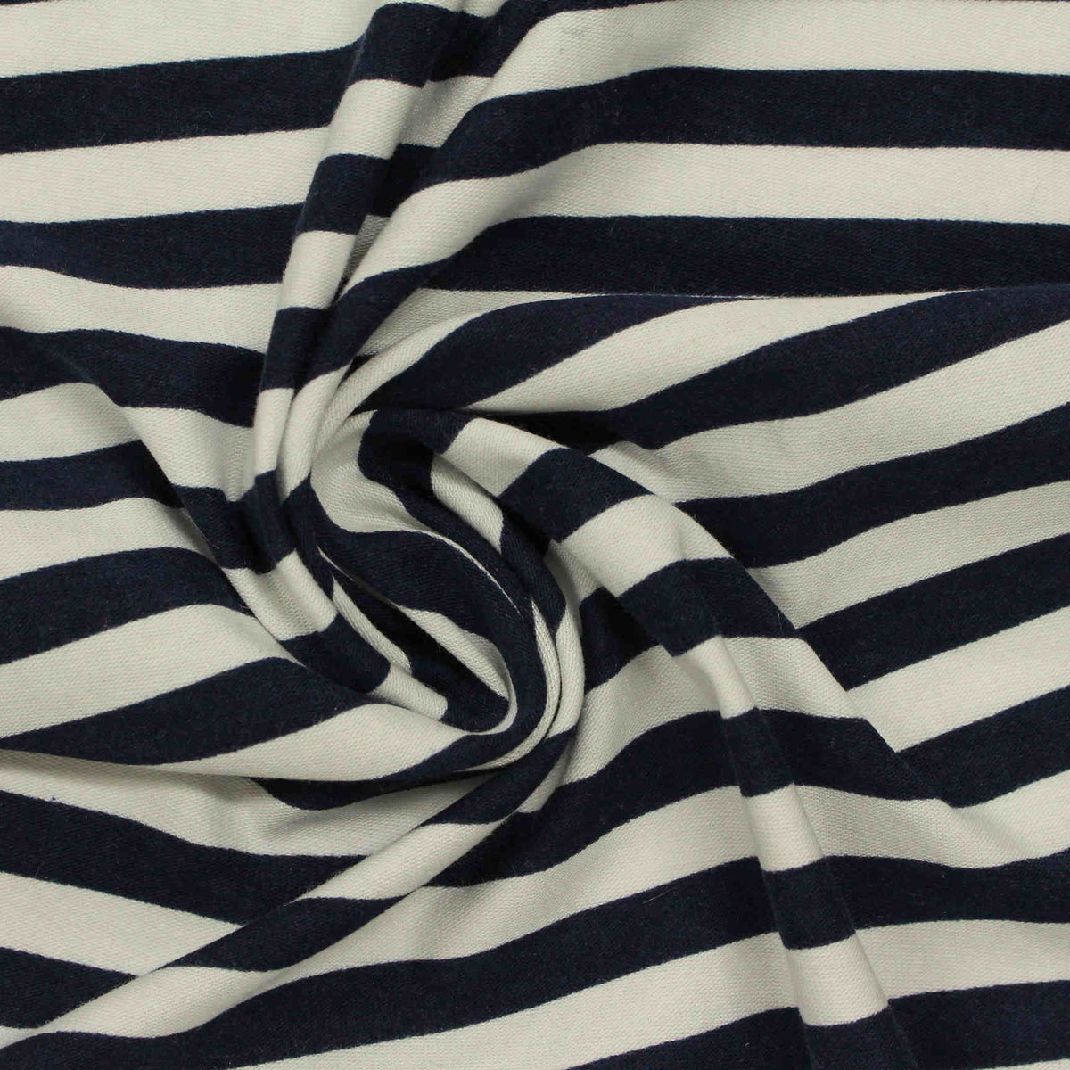 Navy Horizontal-Stripe Jersey Knit, Cotton-Modal, 136 gsm