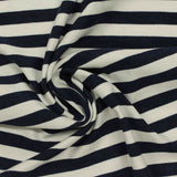 Navy Horizontal-Stripe Jersey Knit, Cotton-Modal