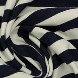 Navy Horizontal-Stripe Jersey Knit, Cotton-Modal — texture