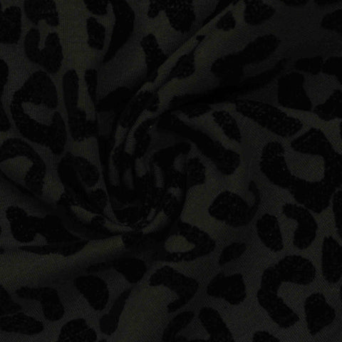 Green Tone-on-Tone Leopard Knit, Cotton-Poly