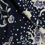 White Floral Linen-Look, Polyester — texture